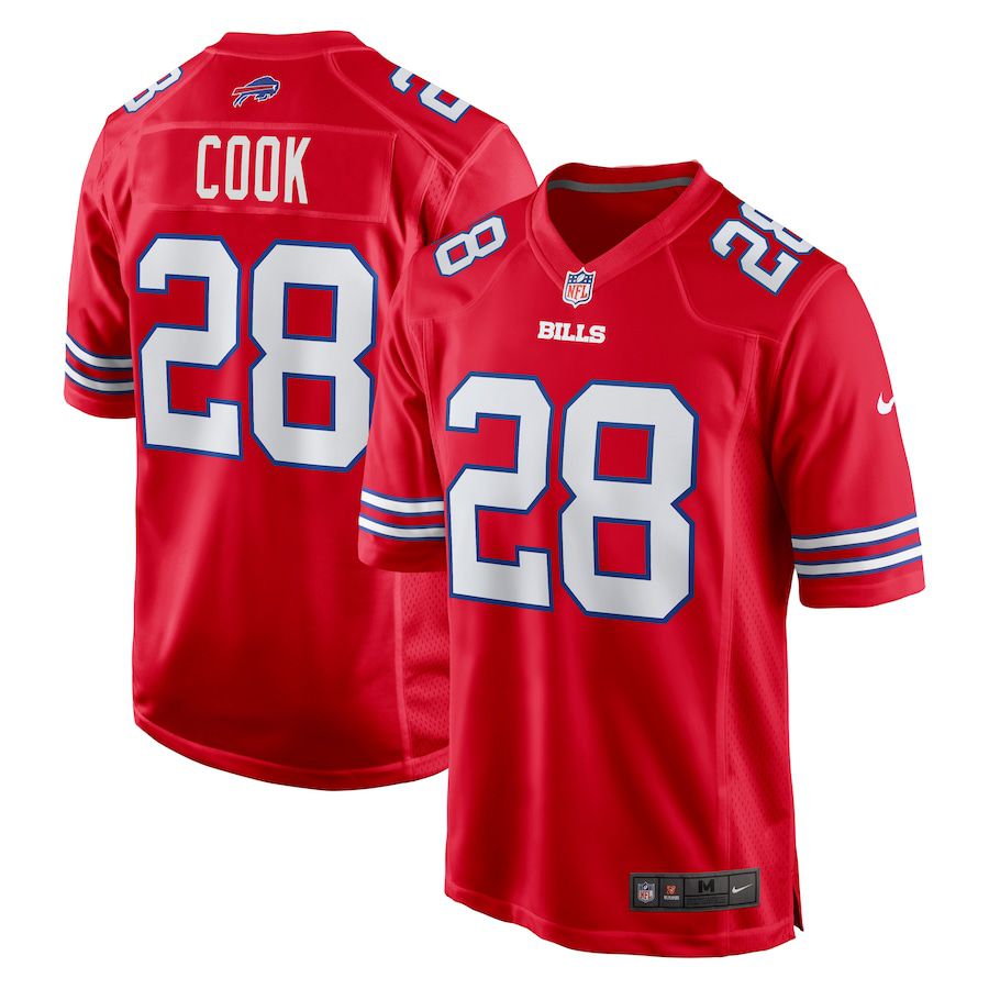 Men Buffalo Bills #28 James Cook Nike Red Alternate Game NFL Jersey